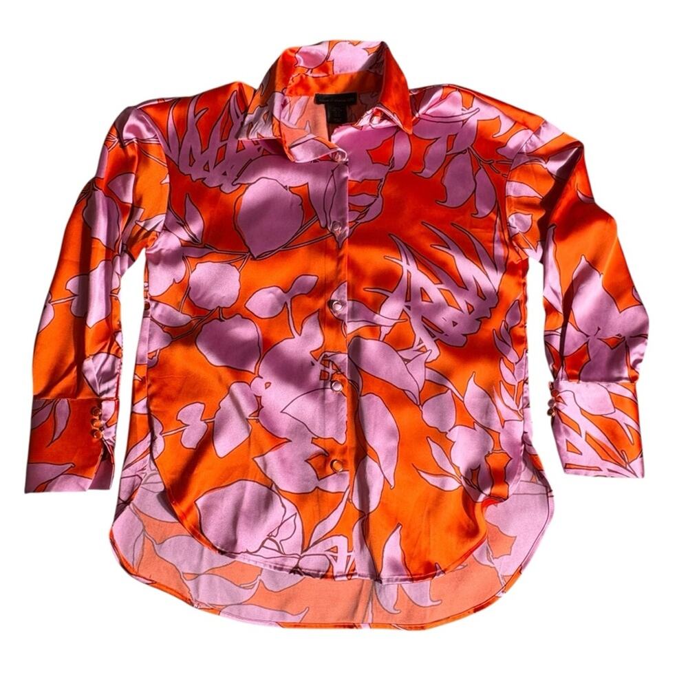House of Harlow 1960 Floral Long Sleeve Button Down Size XS - Picture 3 of 7